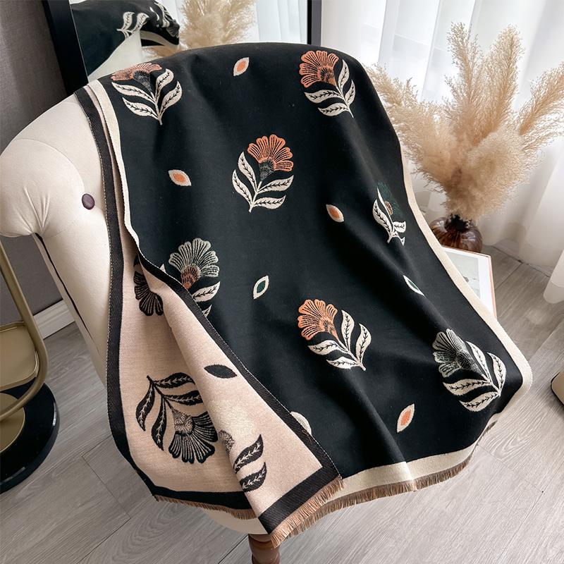 Printing Winter Women Cashmere Scarf Thick Warm Pashmina Shawls Wraps Floral Print Lady Blanket Hijab Female New