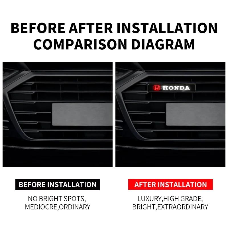 For Honda Car Front Hood Grille Emblem LED Light Grill Decorative Lights For Honda Mugen Power Civic Accords CRV Hrv Jazz CBR VT