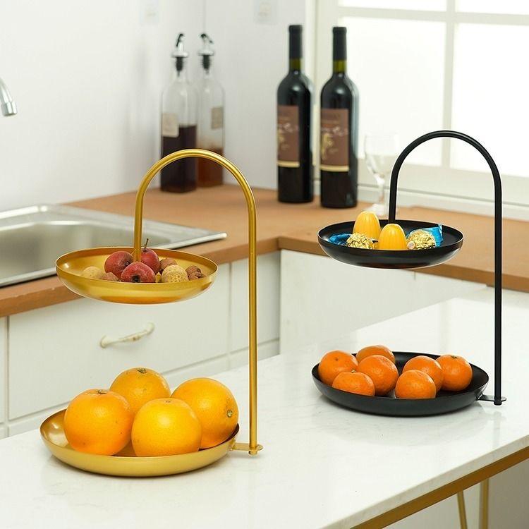 Креативная двойная металлическая тарелка для десерта, тарелка для салата, тарелка для фруктов, тарелка для конфет, посуда, кухонные принадлежности