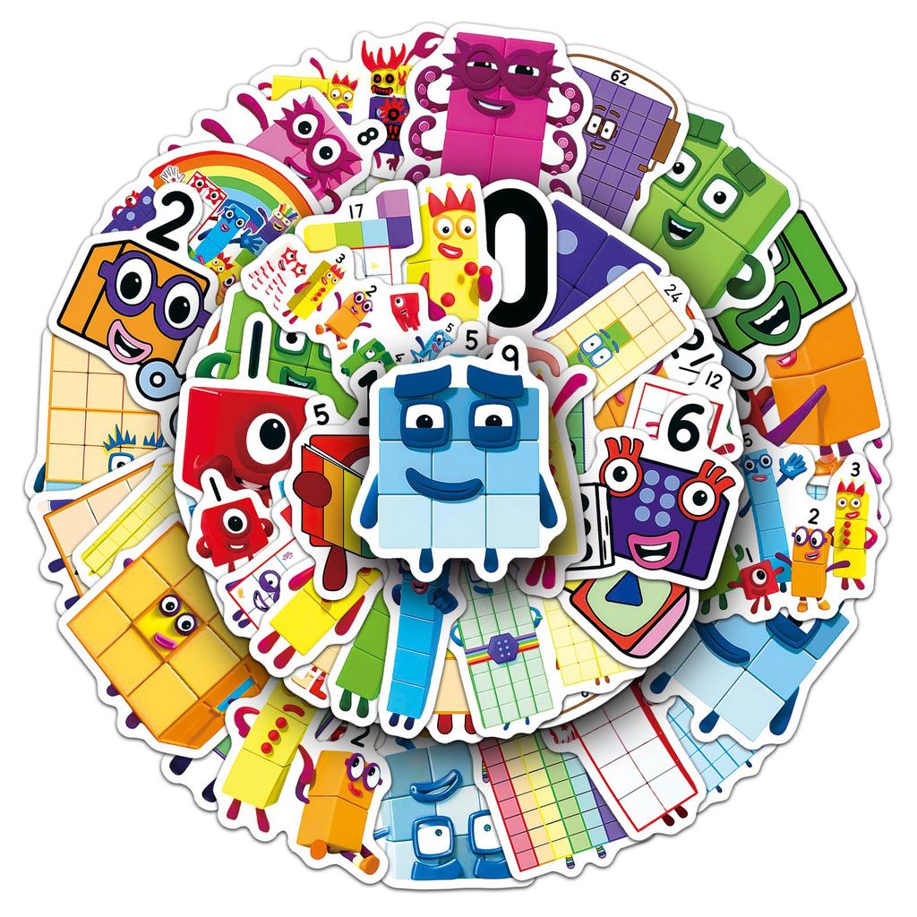 50 обучающих анимационных наклеек Numberblocks для чехлов телефонов и канцелярских принадлежностей