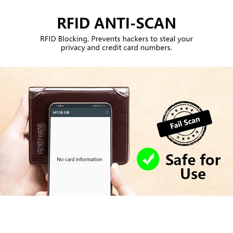 Мужские кошельки с RFID-защитой, из натуральной кожи, тройного сложения, деловой короткий кошелек для мужчин с окошком для ID и держателем для кредитных карт
