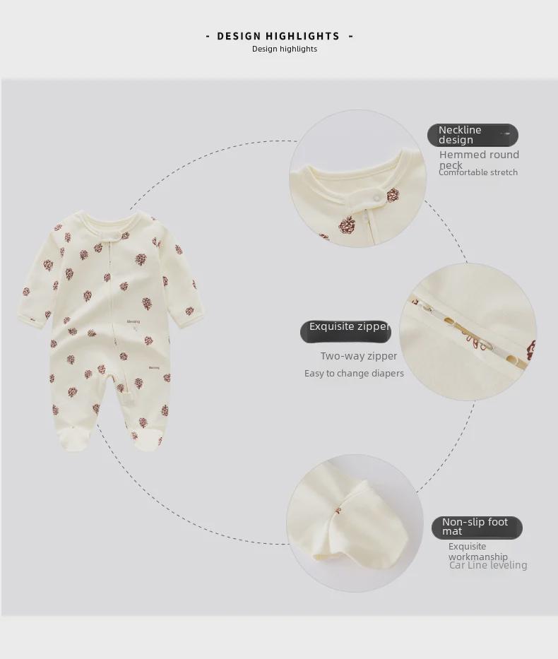 Уютный хлопковый комбинезон для новорожденных с обёрткой для ног - осенне-зимний комбинезон на молнии для мальчиков