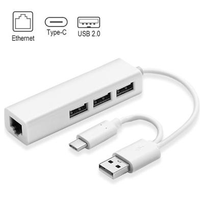 USB-концентратор без драйверов для передачи данных RJ45 Ethernet USB Type-C Портативный сетевой концентратор-адаптер