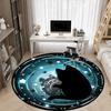 1 шт. Круглый ковер с рисунком «Космос и коты» для офиса, под офисные стулья, в спальню, гостиную, декор для дома, декор комнаты