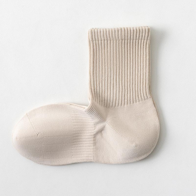 Женские осенне-зимние носки до середины икры, хлопковые носки с прямым углом, однотонные спортивные бесшовные длинные носки до икры, полностью хлопковые носки