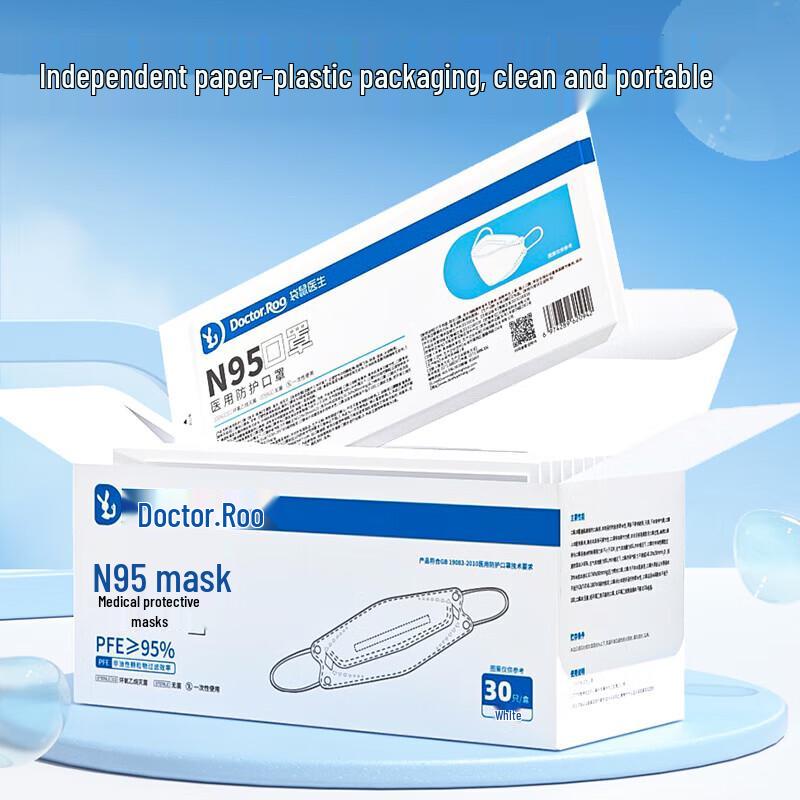 DR.ROOS N95 Fish-Mouth Disposable Protective Masks (30-count)