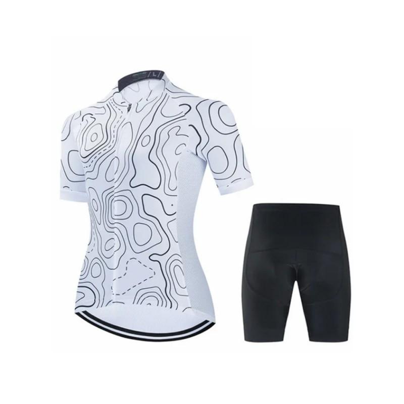 Womens Short Sleeve Cycling Jersey Set Breathable Quick Dry Biking Outfit Outdoor Sports