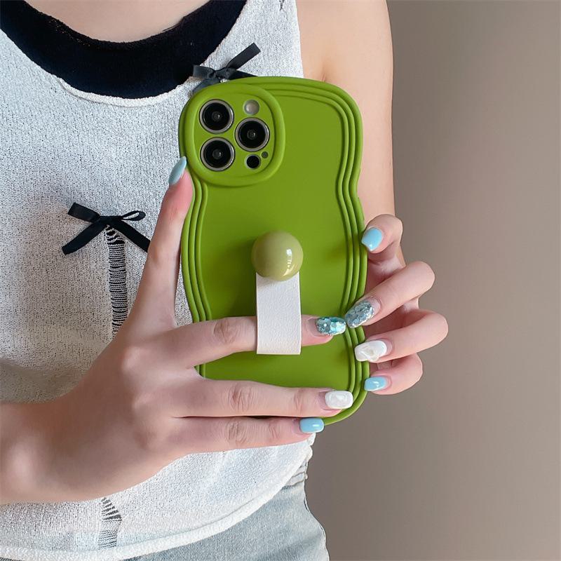 Wave X Silicone Full-Cover Anti-Fall Apple 15ProMax Phone Case with Simple Ring for Summer Joy