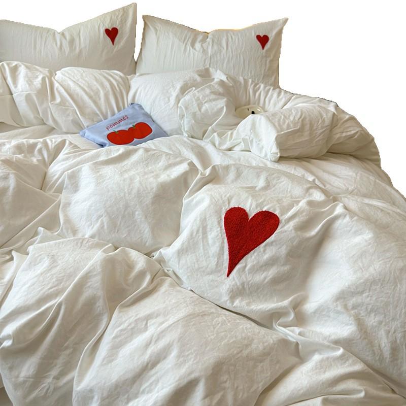 3D Вышитое полотенце: 2026 Инста-стиль Набор из 4 предметов из стираного хлопка - Однотонный, Мягкий, Приятный для кожи, Имитация кашемира.