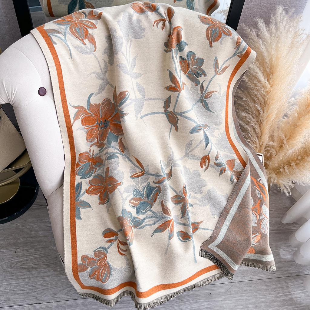 Шарф, расширенная цветочная мода и простота, универсальный во все сезоны, женский шарф из утолщенного имитированного кашемира