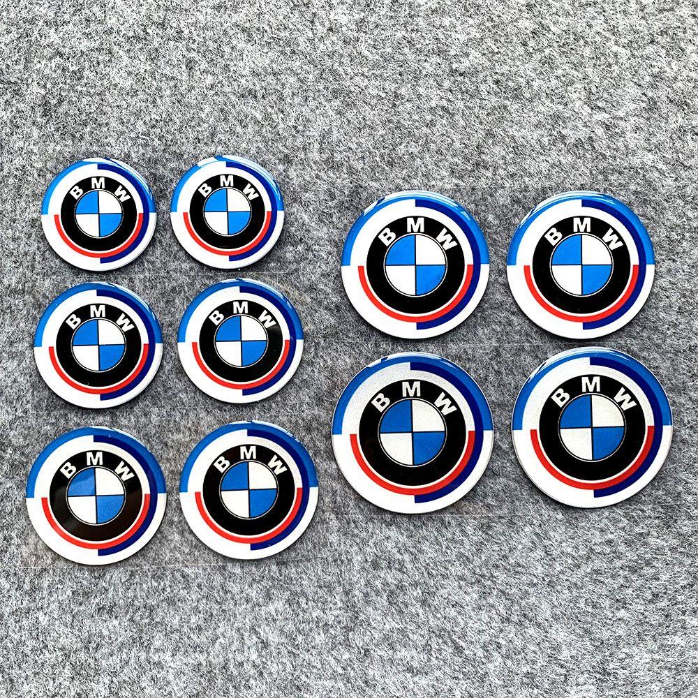 IQJD2 Car Steering Wheel Stickers Motorcycle Body Hub Decorative Sticker For BMW M Power Performance For BMW 50th Auto Car Accessory