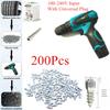 Winter Tyre Studs Snow Spikes Electric Gun Install Tools W/ 200Pcs H12 Tire Nail