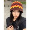 Unique design hollow-out breathable spring-summer women's fisherman hat, handmade striped bucket hat, sun protection and shade bucket hat
