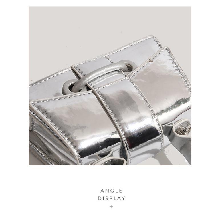 IELGY Женская серебряная цепочка маленькая квадратная сумка, лакированная кожа маленькая квадратная сумка текстура портативная сумка-мессенджер