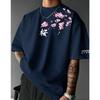Summer Japanesestyle cherry blossom print Womens Tshirt loose fit for daily wear  cotton material Fashionable and versatile