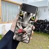 Роскошный чехол для Samsung Galaxy Z Flip 4 3 5G, черный ПК, жесткие чехлы для телефонов, модная задняя крышка ZFlip Funda, милый Aniaml Cat Shell Sac