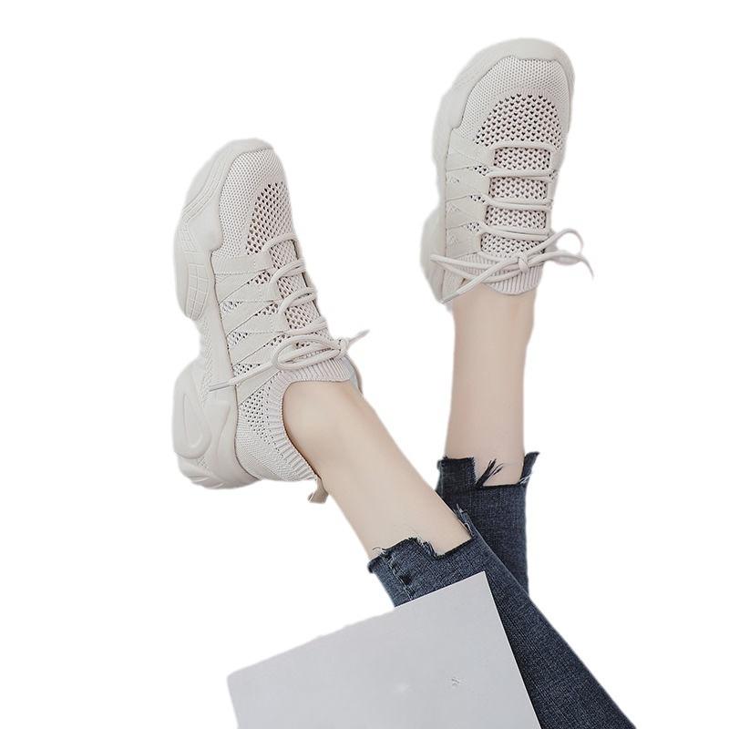Summer Mesh Surface Breathable Shoes Women's New Spring and Autumn All-Match Ins Thick Bottom Sneaker Tide