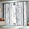2pc Chic grey birch print curtains, polyester fabric, machine washable, suitable for bedroom and living room decoration