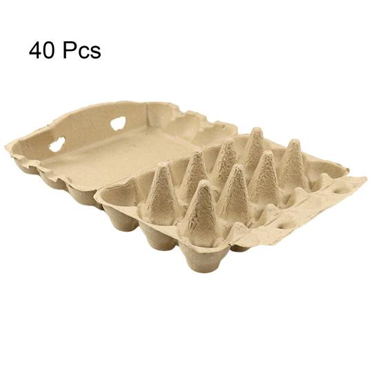 40Pcs Egg Tray Paper Pulp Shock-Proof Design Bulk 6/8/10/12/15 Count Natural Cardboard Egg Cartons Reusable Eco-Friendly Stackable Egg Storage