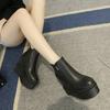 Роскошные брендовые популярные женские ботинки на высокой платформе, модные ботильоны на высоком каблуке, женская черная вечерняя обувь на танкетке, осень 2020