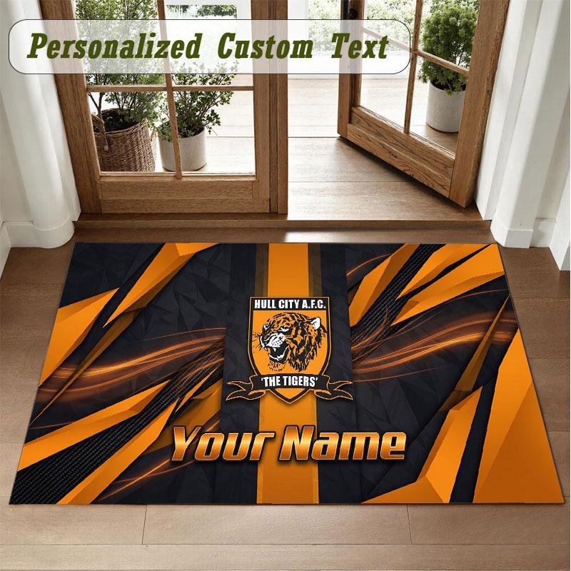 Crystal Velvet Square Rug Custom NameHull FC Pattern Non Slip Home Floor Decor Rug