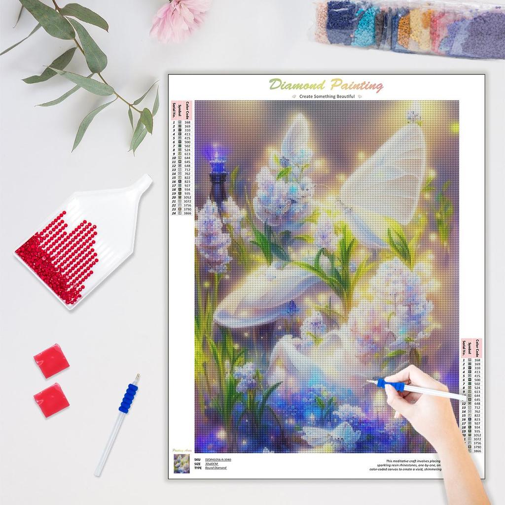 Алмазная живопись Бабочка Цветок Полный круглый Мозаика Животное Полный комплект Вышивка Украшение Гостиная 30x40 см/12x16 дюймов