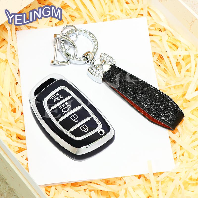 Чехол-брелок на 4 кнопки для автомобиля Hyundai Avante Sonata Santa Fe Tucson Elantra Azera Creta