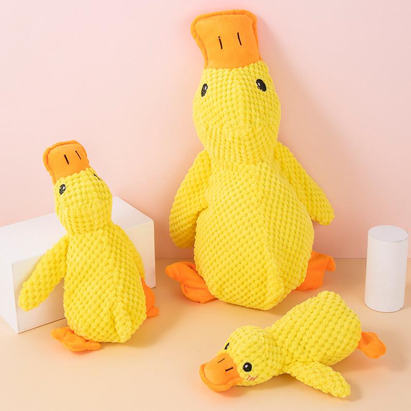 Simulated Little Yellow Duck Dog Sound Toy Pet Teething Chew Toy for Entertaining Cats and Relieving Boredom