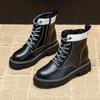Осенние новые женские ботильоны из натуральной кожи с толстой подошвой, увеличивающей рост, со стелькой, повседневные, со шнуровкой, подходящие по цвету