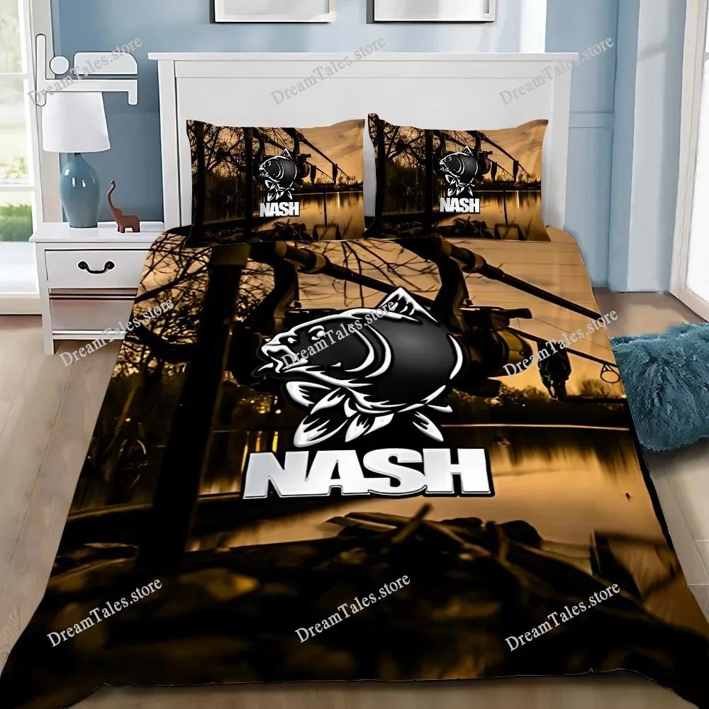 Набор постельного белья Nash Fishing Логотип Пододеяльник 3D Постельное белье Модный дизайн Декор Пододеяльник King Комплект пододеяльника Комплект для двуспальной кровати Комплекты постельного белья