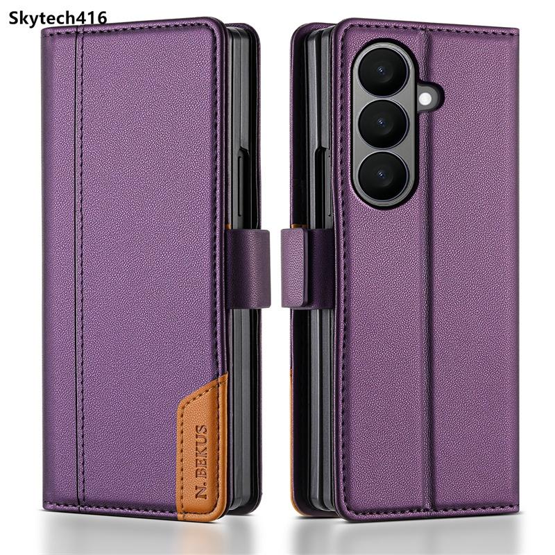 For Samsung Galaxy Z Fold 3 4 5 6 7 Leather Case Flip High Quality Card Slot Bracket Wallet Cover Casing