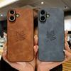 Тонкий чехол из натуральной кожи ягненка с узором кленовых листьев для iphone 16E 11 12 13 14 15 16 Pro Max 15 16 Plus Мягкая задняя крышка с бампером