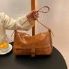 High-end Fashionable Retro Large Capacity Shoulder Bag Autumn Women's New Solid Color Versatile Small Square Bag