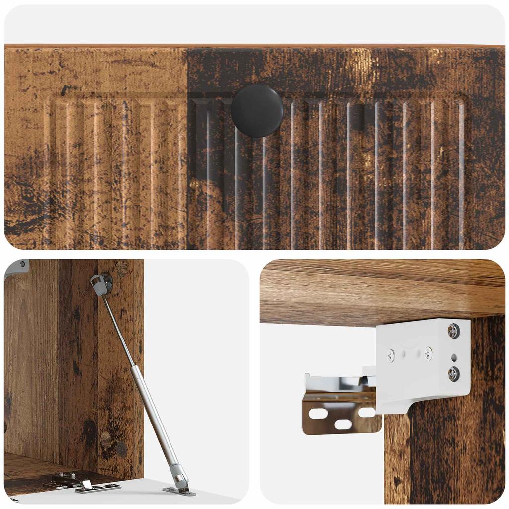 Wall Mounted TV Cabinet Reclaimed Wood Look 59.5 x 31 x 30 cm
