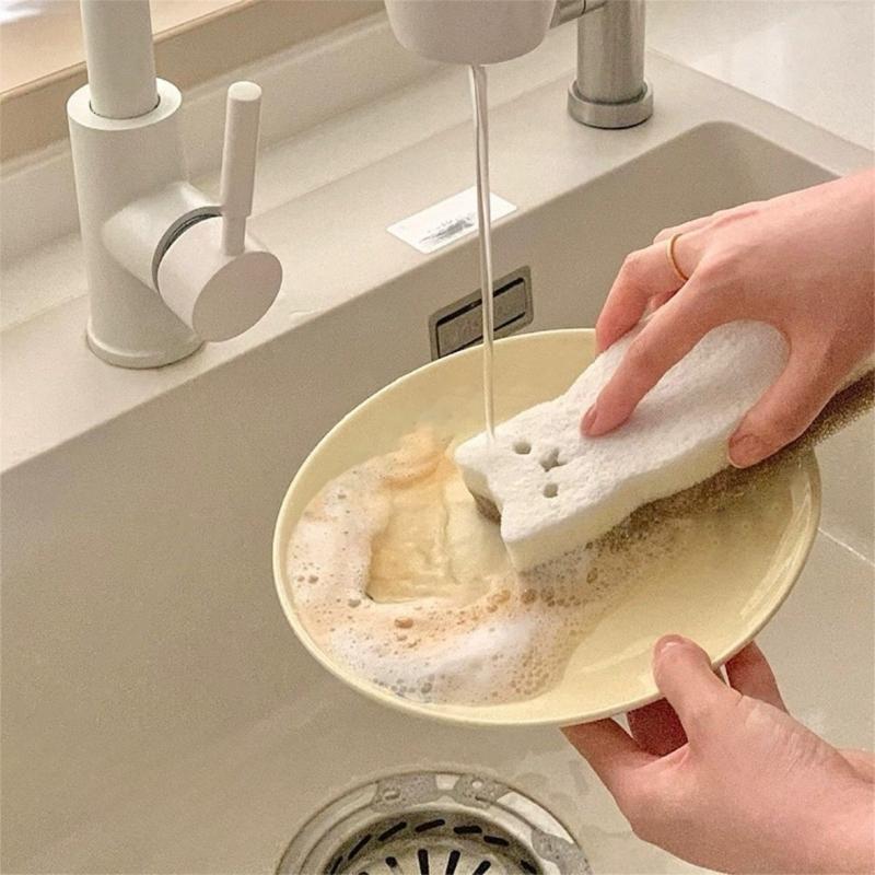 4PCS Cute Cats Shape Sponge Scrubber Thickened Reusable Design Not Abrasive Cleaning Tool for Dishes Utensils Surfaces