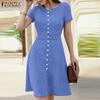 Женское повседневное летнее платье с круглым вырезом и коротким рукавом