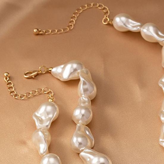Женский Колье Серьги Браслет из Искусственного Жемчуга Винтажное Французское Свадебное Вечеринка Невеста Большой Искусственный Жемчуг Барокко Колье-Заявление Бижутерия