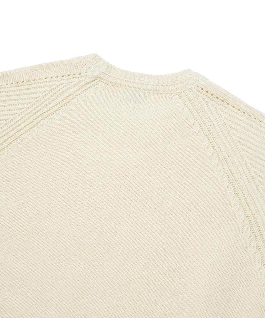 COVERNAT Big C Logo Texture Mix Crew Neck Knit Ivory