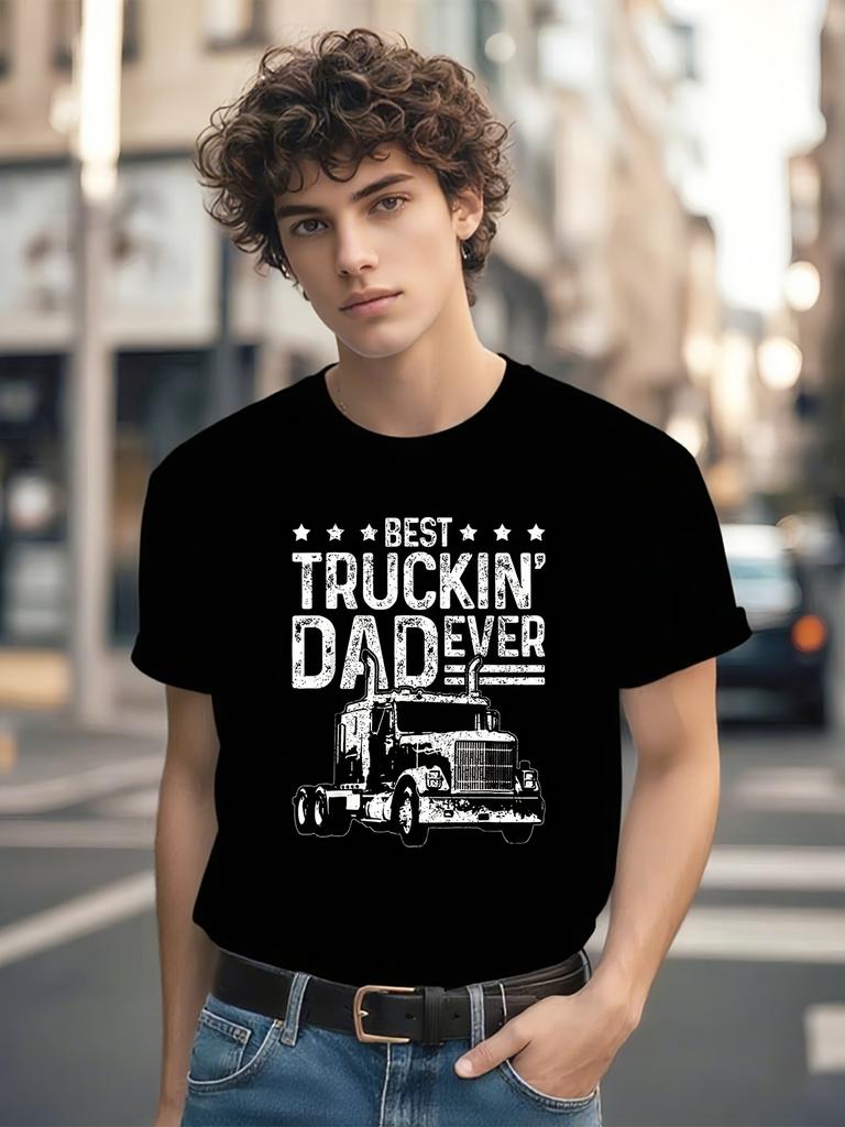 Lightweight | Best Truckin' Dad Ever T-shirtBlack Cotton
