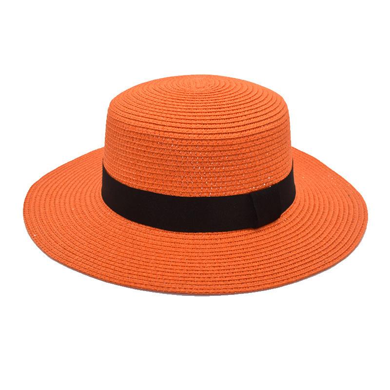 Summer sun protection beach flat top straw hat straw shading hat beach big eaves hat
