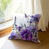 Purple Anemone Lavender Pillow Cover Vintage Botanical Floral Print Boho Wildflower Cushion Case For Sofa Bed Couch Home Decor
