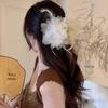 2024 Peony Feather Tassel Hairpin: Fluffy Hair Volume Boost Shark Clip