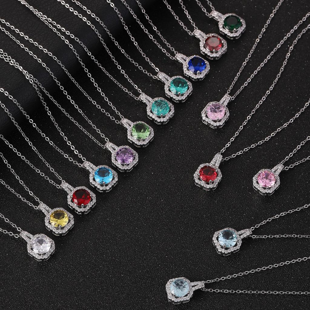 Нержавеющая сталь Ожерелья Подвески Для Женщин Фианит Желтый Квадратный Камень Покрытие Белым Золотом Свадьба Помолвка