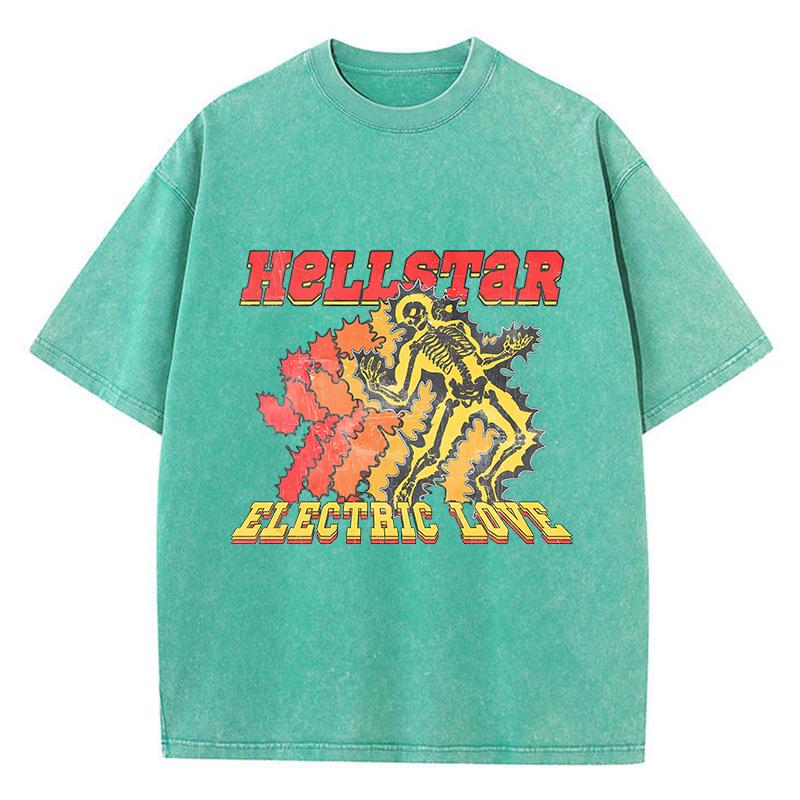 Винтажные женские футболки с кислотной стиркой, с принтами Electric Love, топы с коротким рукавом, с круглым вырезом, из хлопка, оверсайз, модная одежда