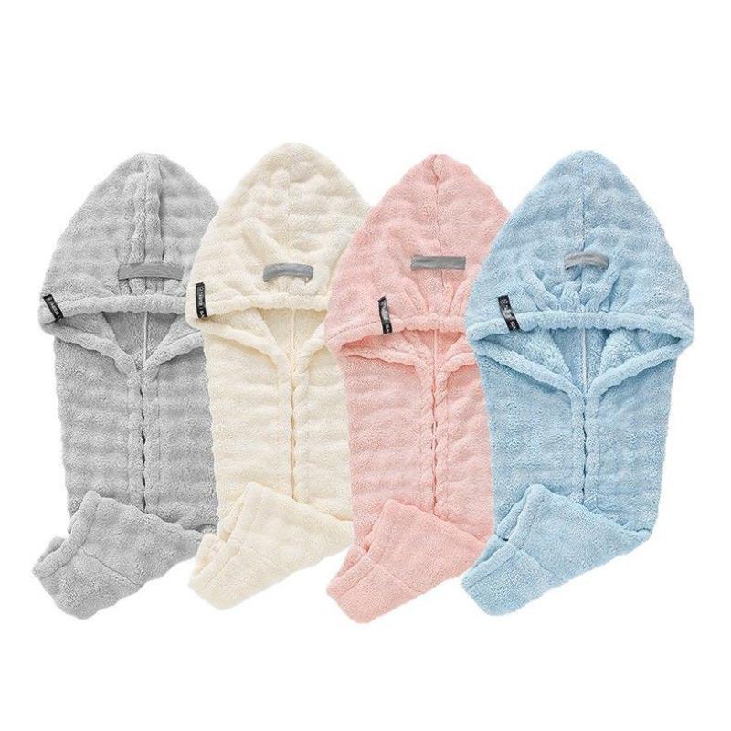 Шапочка для сушки волос после купания с водонепроницаемой функцией. Супер Быстрое Высыхание. Толстый и большого размера. Из кораллового флиса. Милый дизайн.