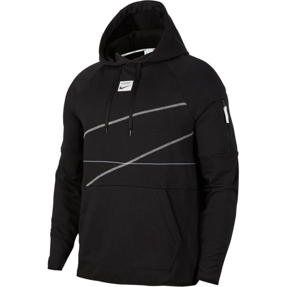 Nike Толстовка с длинными рукавами и капюшоном с рисунком логотипа на шнурке, мужские топы, черные DQ6621-010