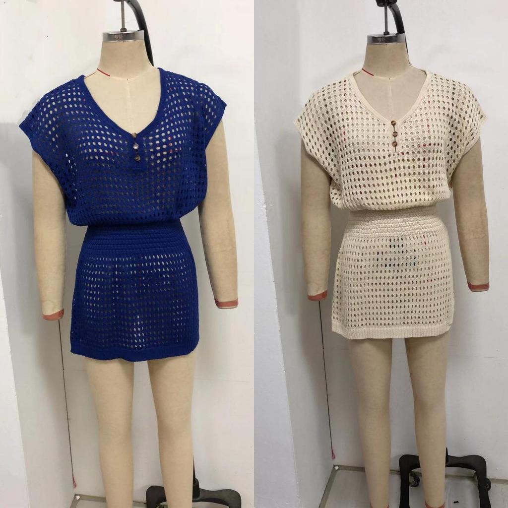 2024 New European & American Crochet Beach Cover-Up Dress