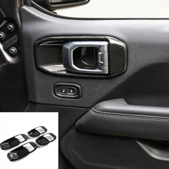 For 2018+ Jeep Wrangler JL Carbon Fiber Door Handle Bowl Cover Decor Trim 4-Door