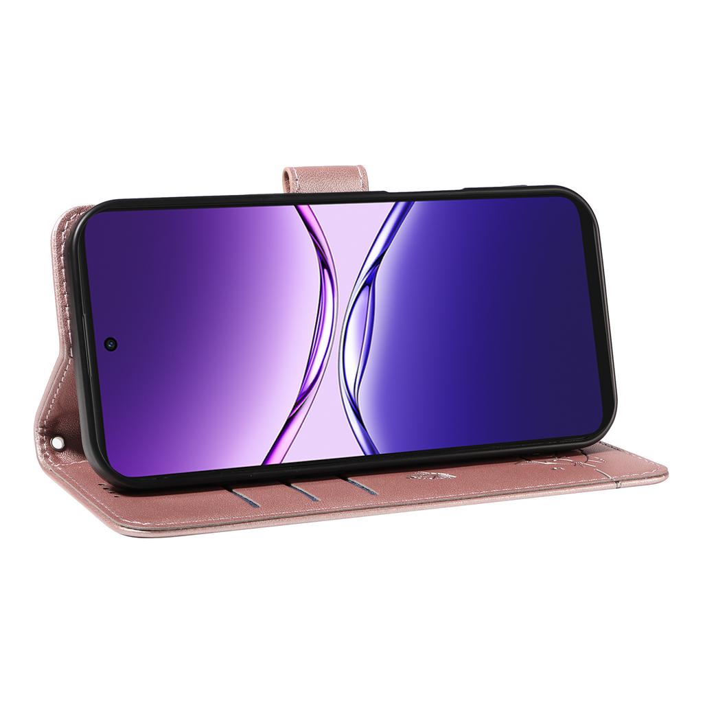 Для Oppo A5 Energy 5G (Китай)/Оппо А5 Про 5G (Глобальный) Чехол Кошачий узор Тиснение Кожаный Чехол для телефона с ремешком на запястье