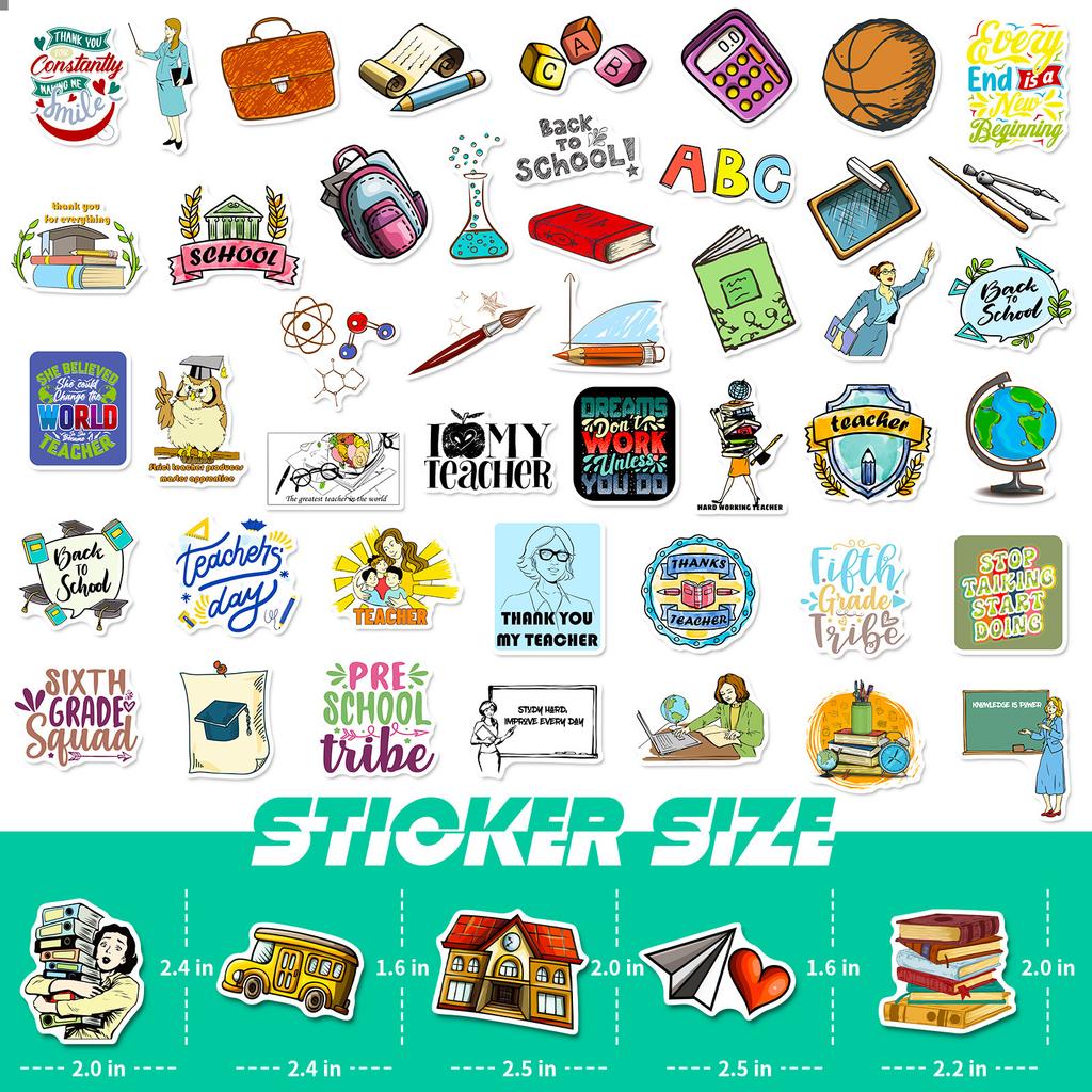 100 шт. Наклейки ко Дню учителя - Наклейки на школьную тематику для тетрадей, багажа, подарков